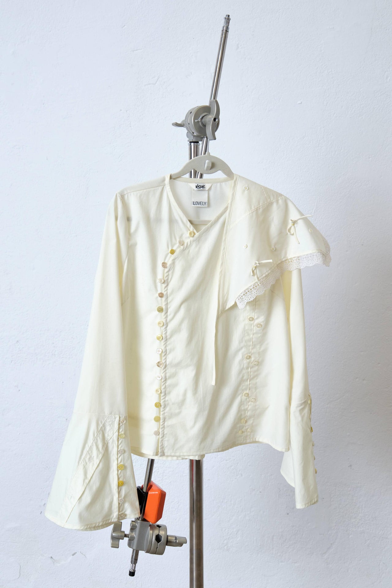 Upcycled Butter Yellow Buttoned Top (L)